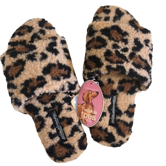 Peter Alexander Shoes - Peter Alexander Animal Print Fur Slippers Slides Sz M 7 NWT
